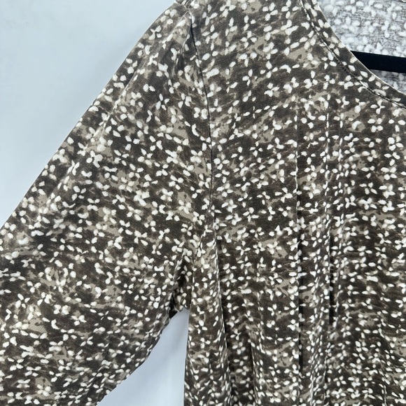 PURE JILL abstract brown-white long sleeve cotton blend coastal grandma tunic XL - Picture 4 of 12